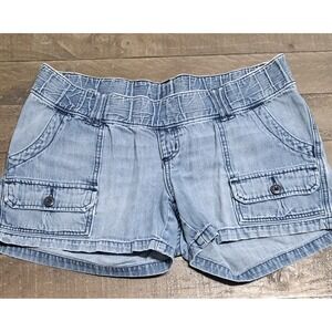 Old Navy Women's Cargo Denim Shorts Light Wash Blue Y2K Size Medium M